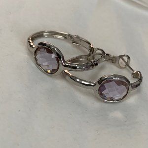 Amethyst Sterling Earrings 925 purity, lever back.
